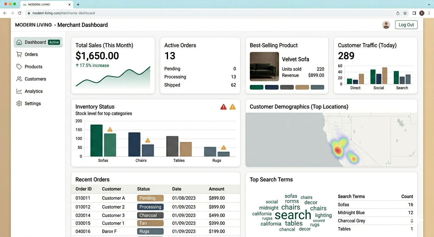 Homepage and hero section layout