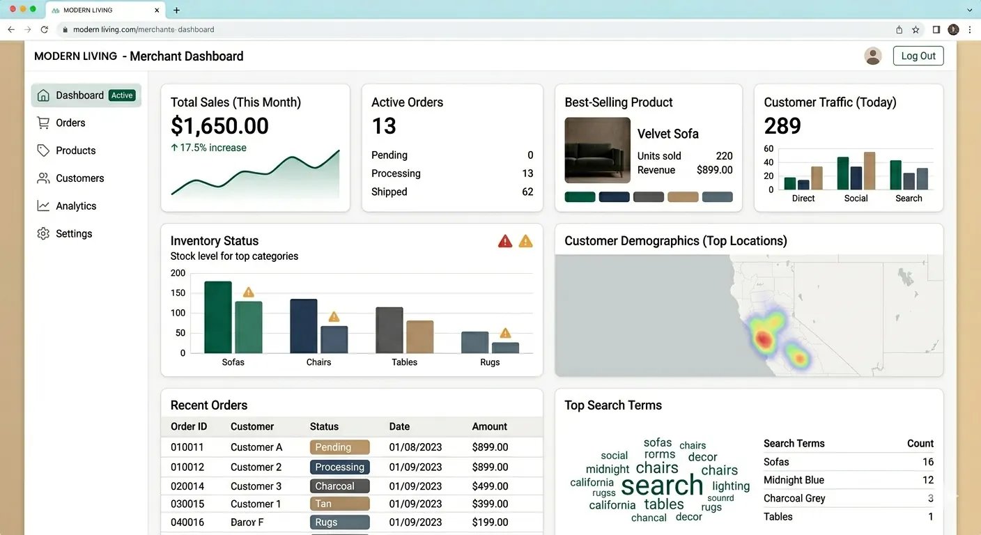 Homepage and hero section layout