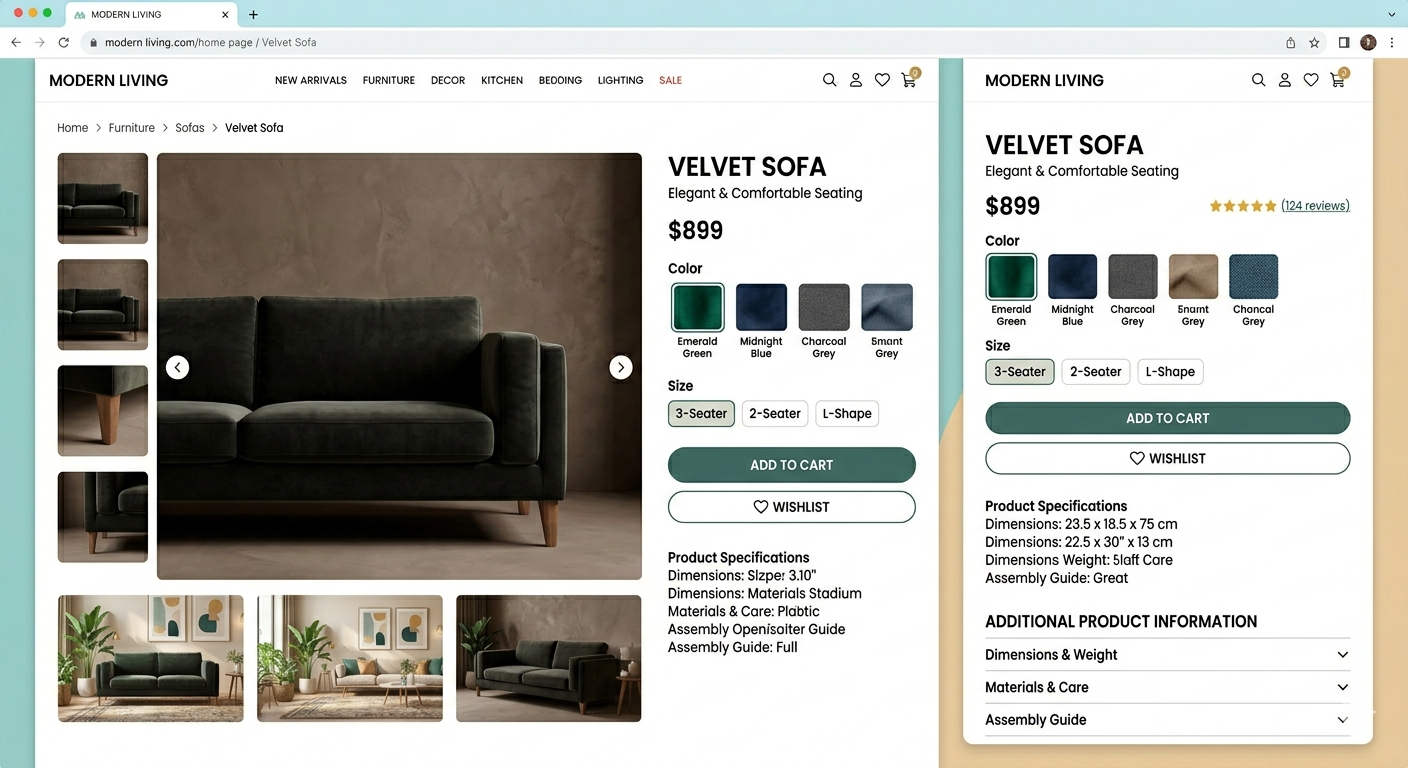 Product detail section layout