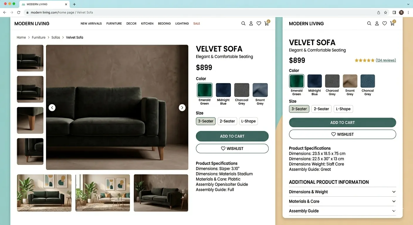 Product detail section layout